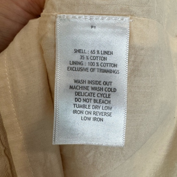 H.O.G. Linen Cotton Blend Sleeveless Vintage Cream Embellished Mini Dress size 8 - Picture 6 of 8